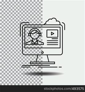 tutorials, video, media, online, education Line Icon on Transparent Background. Black Icon Vector Illustration. Vector EPS10 Abstract Template background