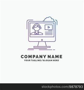 tutorials, video, media, online, education Purple Business Logo Template. Place for Tagline. Vector EPS10 Abstract Template background