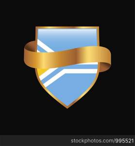 Tuva flag Golden badge design vector