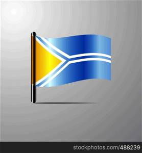 Tuva waving Shiny Flag design vector