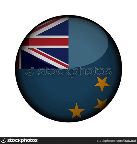 tuvalu Flag in glossy round button of icon. tuvalu emblem isolated on white background. National concept sign. Independence Day. Vector illustration.