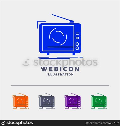 tv, ad, advertising, television, set 5 Color Glyph Web Icon Template isolated on white. Vector illustration. Vector EPS10 Abstract Template background