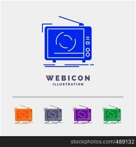tv, ad, advertising, television, set 5 Color Glyph Web Icon Template isolated on white. Vector illustration. Vector EPS10 Abstract Template background