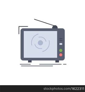 tv, ad, advertising, television, set Flat Color Icon Vector
