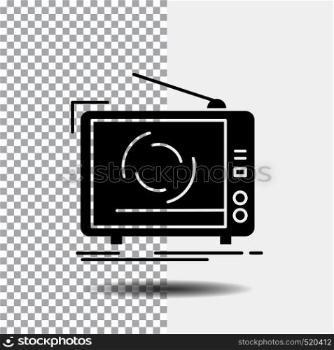 tv, ad, advertising, television, set Glyph Icon on Transparent Background. Black Icon. Vector EPS10 Abstract Template background