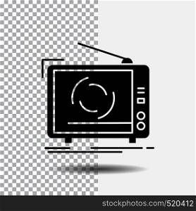 tv, ad, advertising, television, set Glyph Icon on Transparent Background. Black Icon. Vector EPS10 Abstract Template background