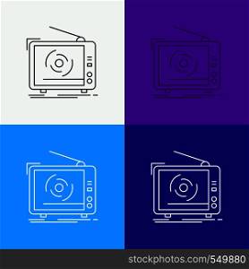 tv, ad, advertising, television, set Icon Over Various Background. Line style design, designed for web and app. Eps 10 vector illustration. Vector EPS10 Abstract Template background