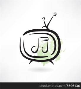 tv and music note grunge icon