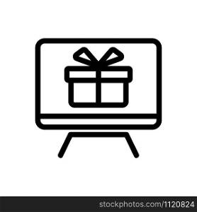 TV as a gift icon vector. A thin line sign. Isolated contour symbol illustration. TV as a gift icon vector. Isolated contour symbol illustration