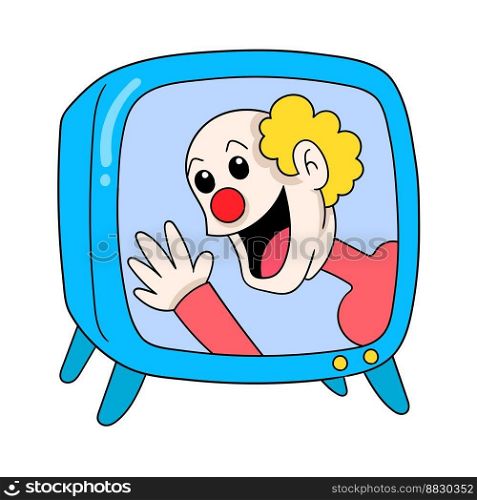 tv box contains funny clown entertainment shows. vector design illustration art