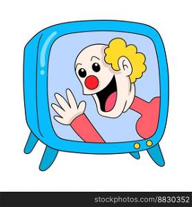 tv box contains funny clown entertainment shows. vector design illustration art