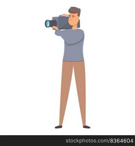 Tv cameraman icon cartoon vector. Media camera. Video press. Tv cameraman icon cartoon vector. Media camera