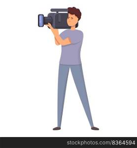 Tv cameraman icon cartoon vector. News media. Press video. Tv cameraman icon cartoon vector. News media