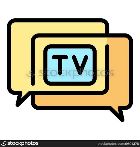 Tv chat icon outline vector. Media studio. Reporter show color flat. Tv chat icon vector flat