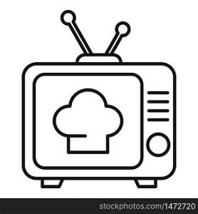 Tv cooking show icon. Outline tv cooking show vector icon for web design isolated on white background. Tv cooking show icon, outline style