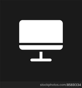 TV display dark mode glyph ui icon. Television. Electronics store. User interface design. White silhouette symbol on black space. Solid pictogram for web, mobile. Vector isolated illustration. TV display dark mode glyph ui icon