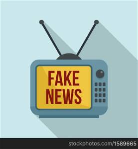 Tv fake news icon. Flat illustration of tv fake news vector icon for web design. Tv fake news icon, flat style