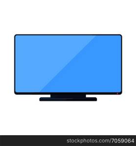TV flat icon with wide blue screen