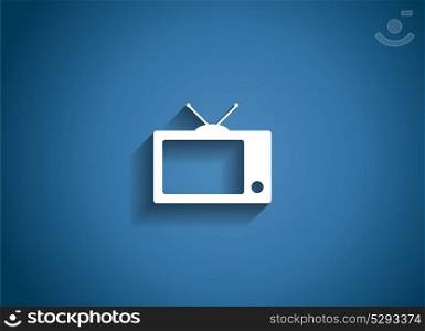 TV Glossy Icon Vector Illustration on Blue Background. EPS10. TV Glossy Icon Vector Illustration