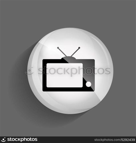 TV Glossy Icon Vector Illustration on Gray Background. EPS10. TV Glossy Icon Vector Illustration