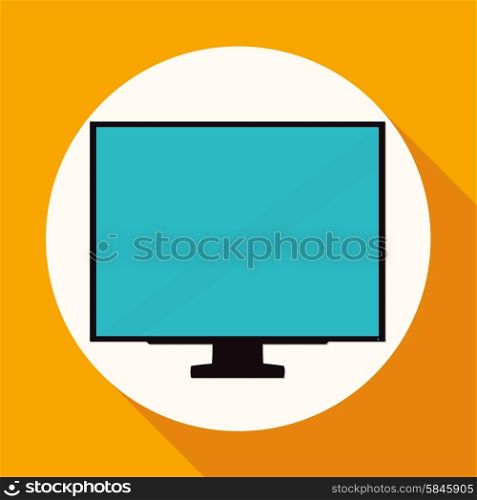 TV icon on white circle with a long shadow