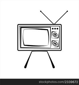 Tv Icon, Television Icon Vector Art Illustration