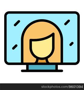 Tv interview icon outline vector. News media. Video talk color flat. Tv interview icon vector flat