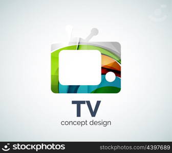 TV logo template, abstract elegant glossy business icon