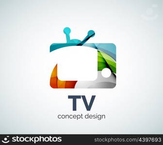 TV logo template, abstract elegant glossy business icon