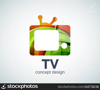 TV logo template, abstract elegant glossy business icon