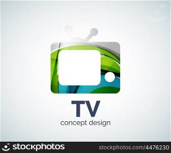 TV logo template, abstract elegant glossy business icon
