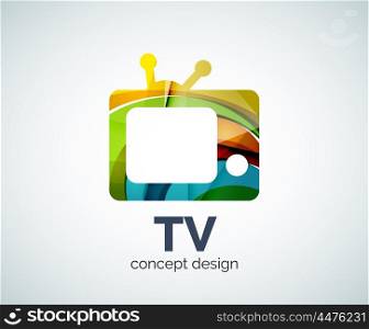 TV logo template, abstract elegant glossy business icon