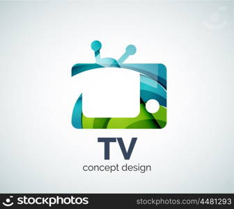 TV logo template, abstract elegant glossy business icon