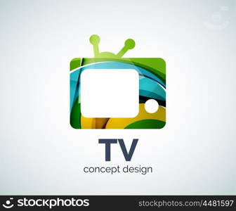 TV logo template, abstract elegant glossy business icon