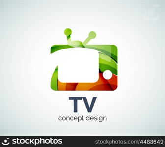 TV logo template, abstract elegant glossy business icon