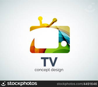 TV logo template, abstract elegant glossy business icon