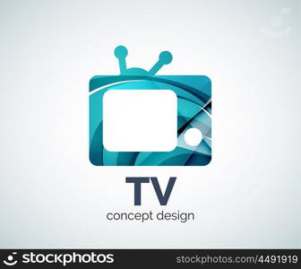 TV logo template, abstract elegant glossy business icon