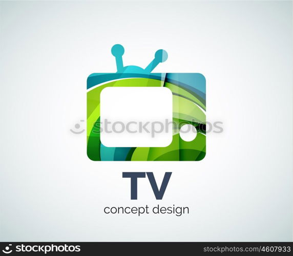 TV logo template, abstract elegant glossy business icon