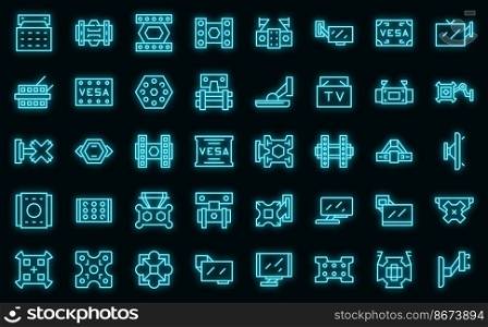 TV mount icons set outline vector. Wall bracket. Arm panel vector neon. TV mount icons set outline vector. Wall bracket vector neon