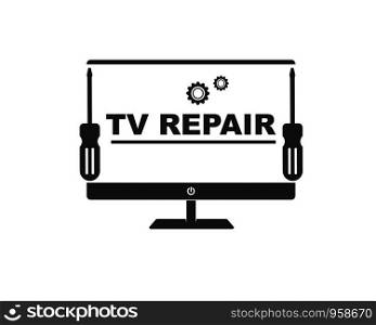tv repair icon logo vector illustration design