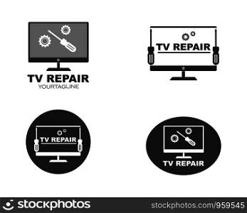 tv repair icon logo vector illustration design
