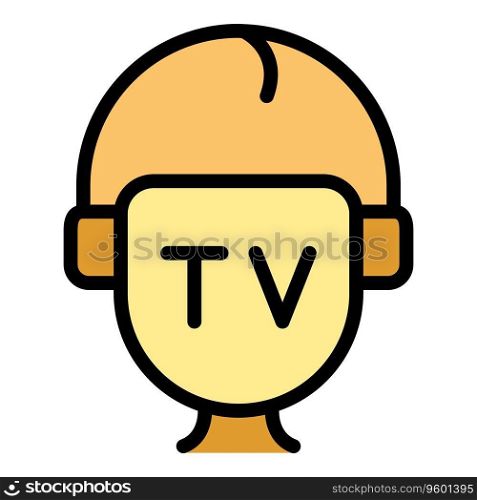 Tv reporter icon outline vector. News media. Talk show color flat. Tv reporter icon vector flat
