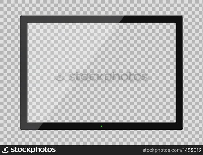 Tv screen with glass reflection on transparent background. Tv monitor frame in mockup style. Black lcd plasma screen with reflection. Tv digital panel plasma. vector eps10. Tv screen with glass reflection on transparent background. Tv monitor frame in mockup style. Black lcd plasma screen with reflection. Tv digital panel plasma. vector illustration