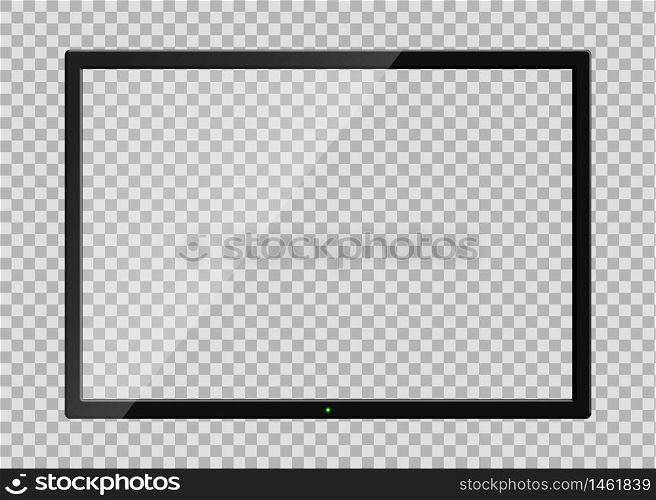 Tv screen with glass reflection on transparent background. Tv monitor frame in mockup style. Black lcd plasma screen with reflection. Tv digital panel plasma. vector eps10. Tv screen with glass reflection on transparent background. Tv monitor frame in mockup style. Black lcd plasma screen with reflection. Tv digital panel plasma. vector illustration