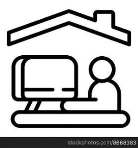Tv self isolation icon outline vector. Online work. Social stay. Tv self isolation icon outline vector. Online work