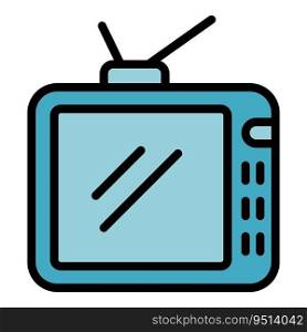 Tv set icon outline vector. Old television. Video antenna color flat. Tv set icon vector flat