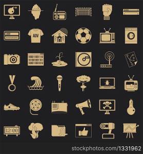 TV set icons set. Simple style of 36 tv set vector icons for web for any design. TV set icons set, simple style