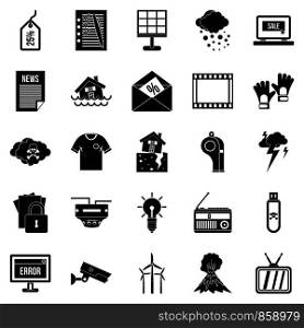 TV show icons set. Simple set of 25 tv show vector icons for web isolated on white background. TV show icons set, simple style