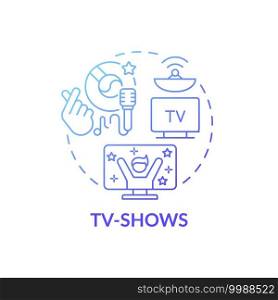 TV-shows concept icon. Video for language learning idea thin line illustration. Using spaced repetition technique. Improving listening skills. Vector isolated outline RGB color drawing. TV-shows concept icon
