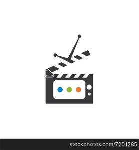 tv talk show clapper board concept logo icon vector illustration design